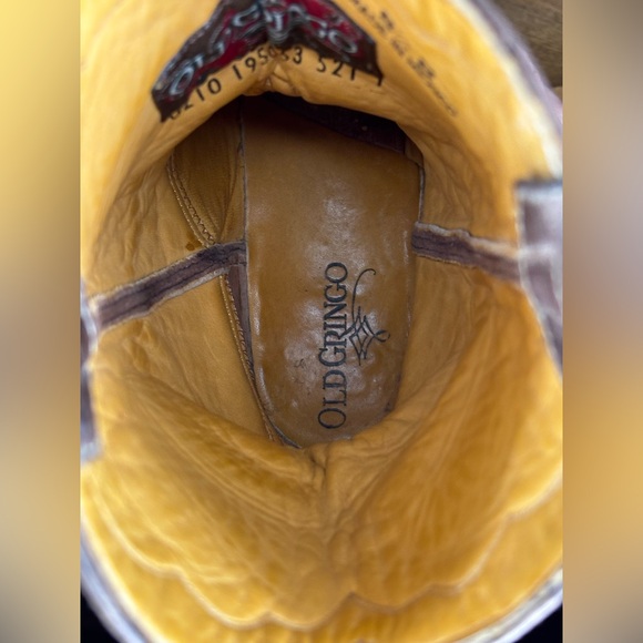 Old Gringo Brown Heeled Boots with Cream Embroidery 8.5 Butterfly - Picture 9 of 9